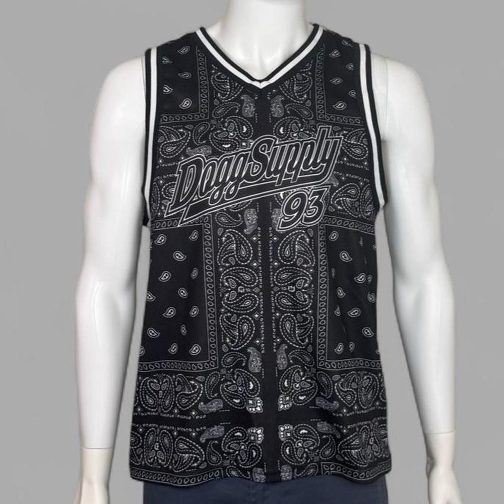 Dogg Supply Snoop Dogg Mens Black Paisley Bandana Basketball Jersey 93 Large